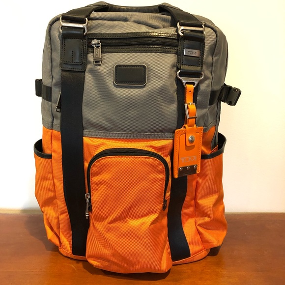 tumi orange backpack